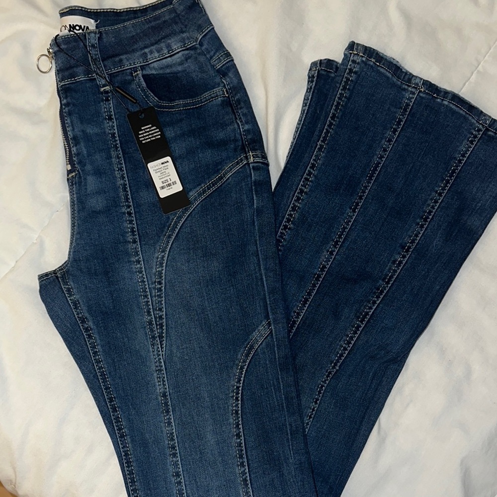 Fashion Nova Dark Blue Flare Jeans